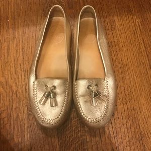 Gold tassel loafers